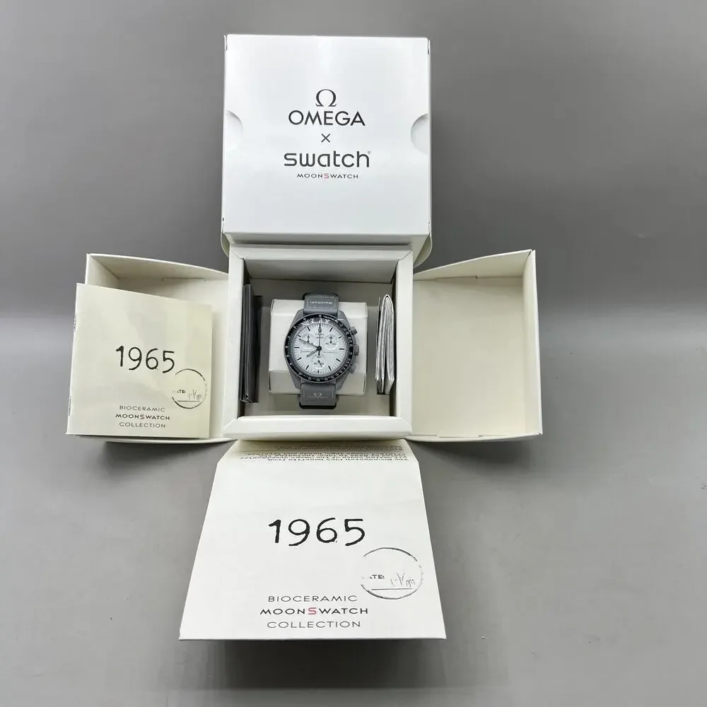 Omega X Swatch 1965 MoonSwatch Speedmaster Mens Gray Swiss Watch With Warranty